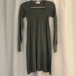 Anthropologie Laureate Lane Green Grey Wool Blend Sweater Dress, small